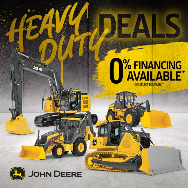 0% Financing on John Deere Construction Equipment